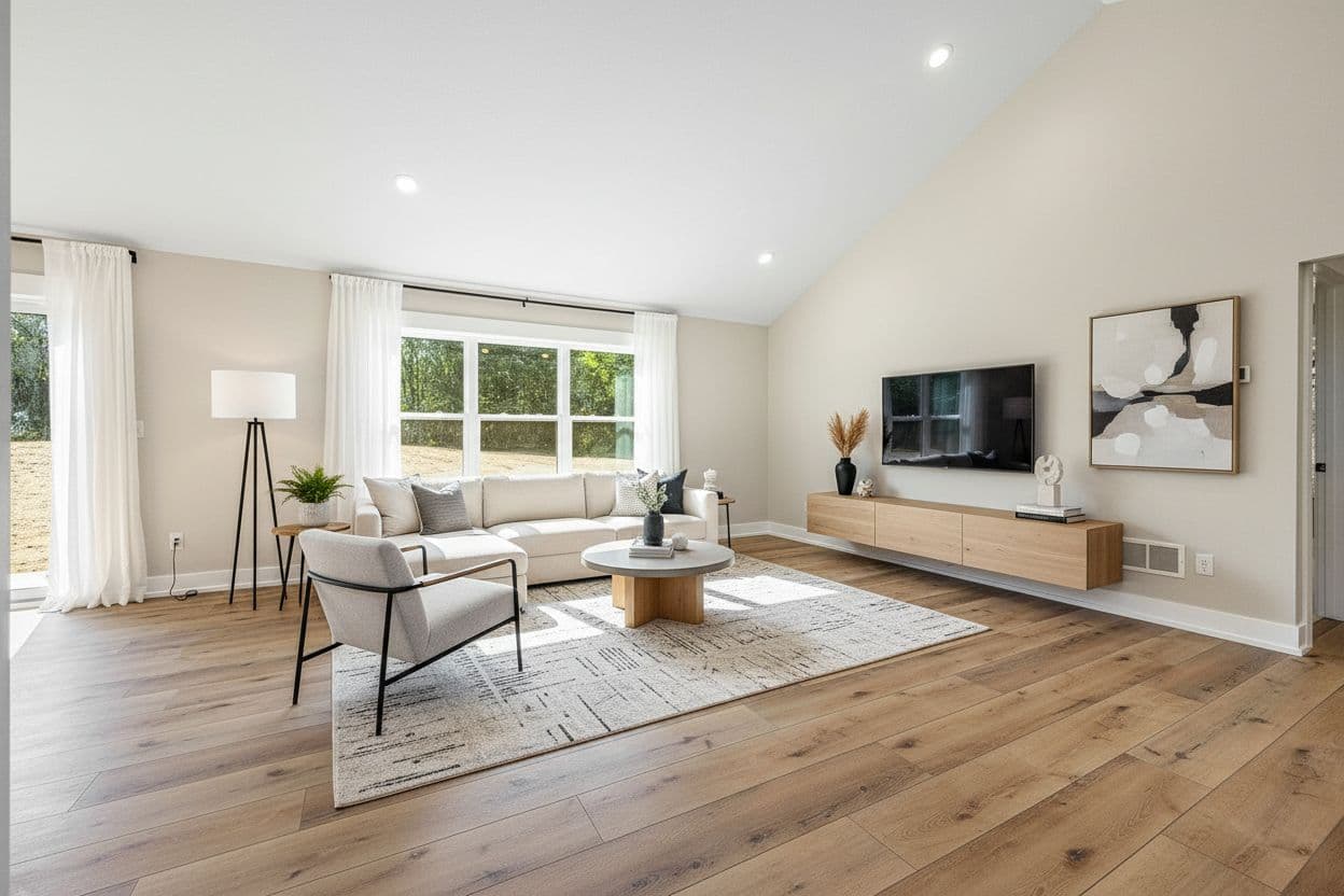 Living Room virtually staged in Modern style with StageHQ AI virtual staging