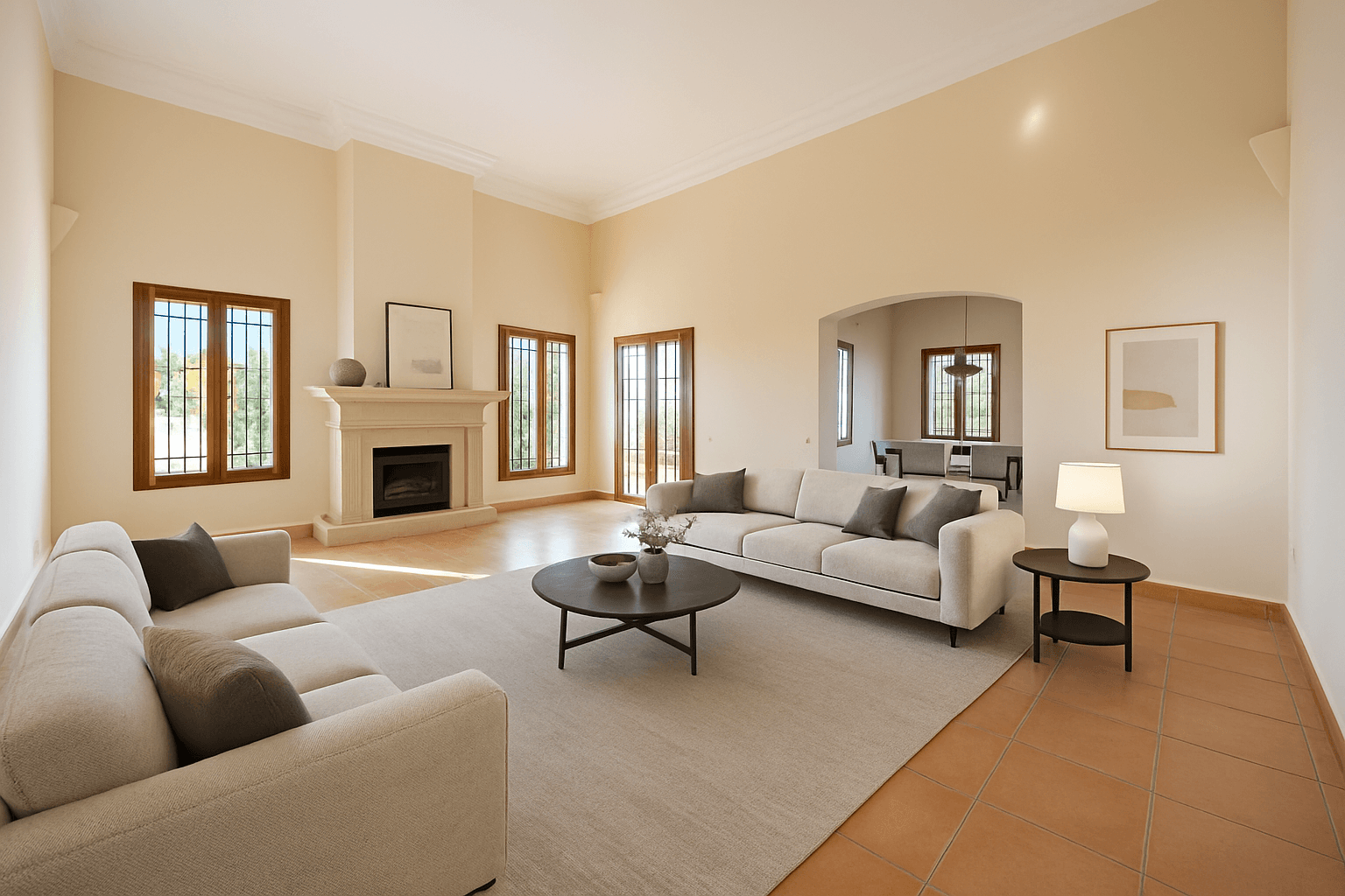 Living Room virtually staged in Modern style with StageHQ AI virtual staging