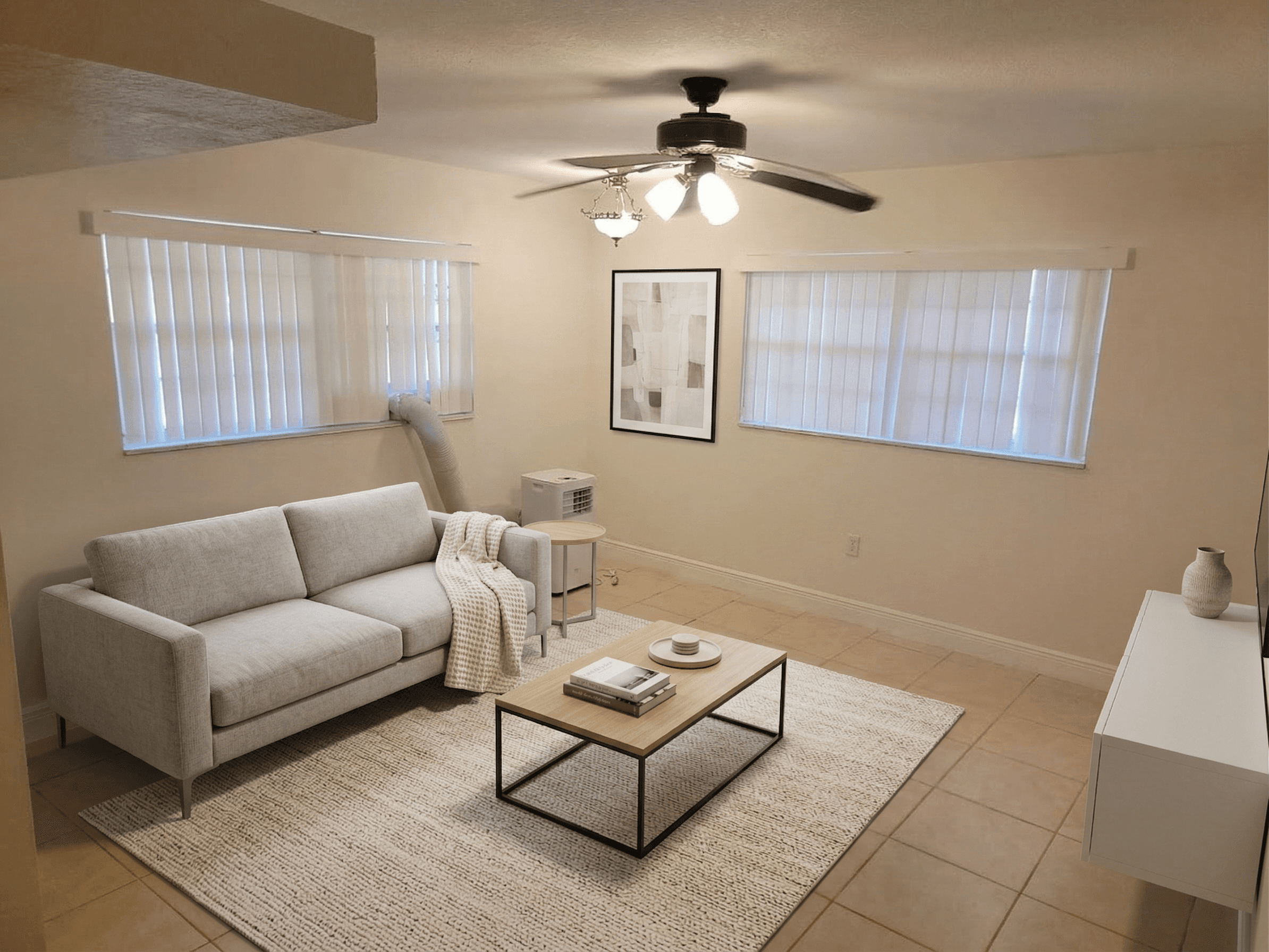 Living Room virtually staged in Modern style with StageHQ AI virtual staging