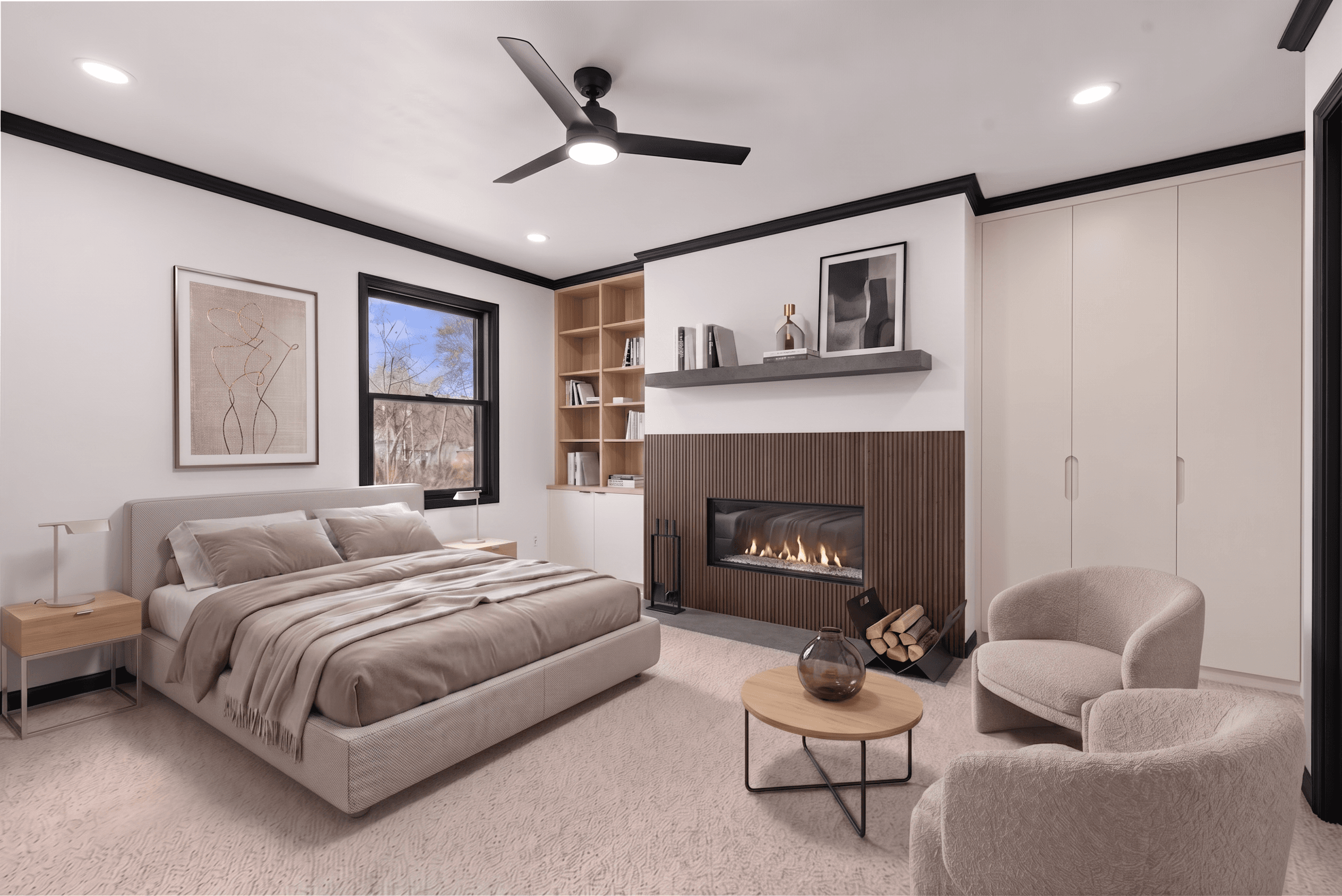 Room virtually staged in Modern style with StageHQ AI virtual staging