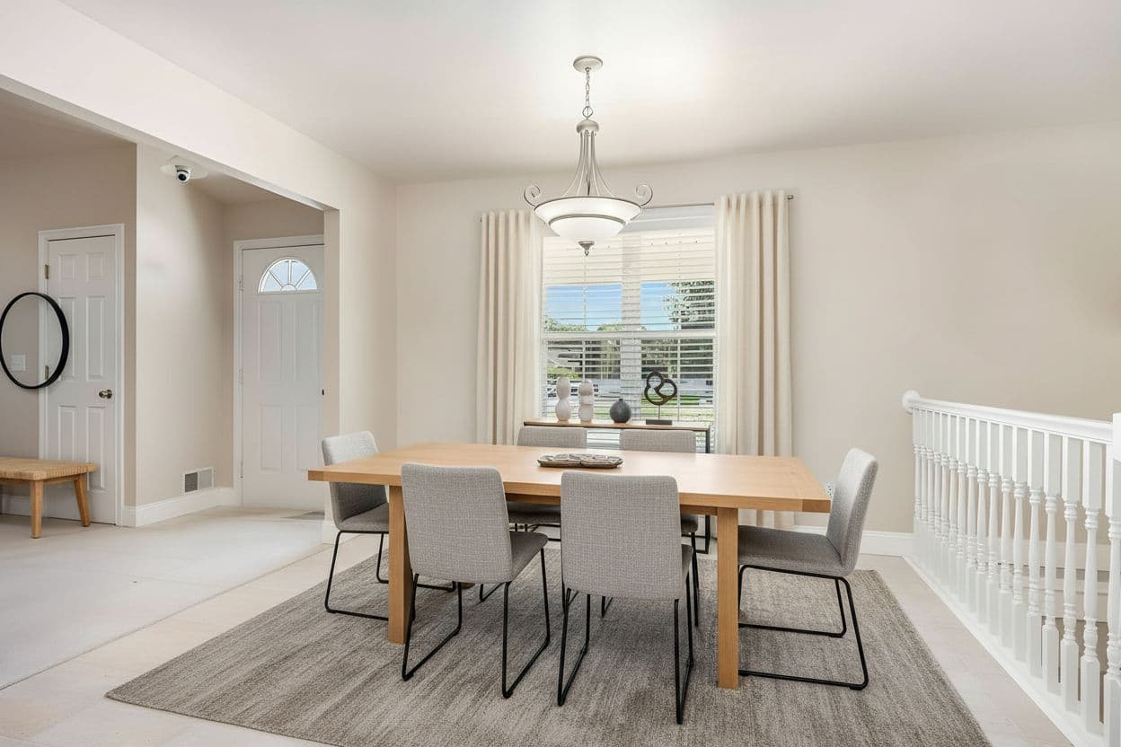 Dining Room virtually staged in Modern style with StageHQ AI virtual staging