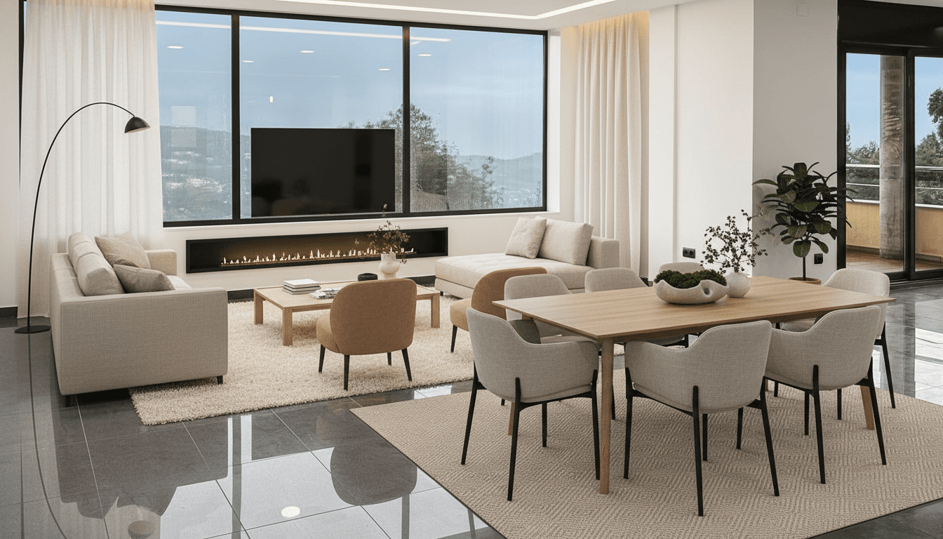 Living Room virtually staged in Minimalist style with StageHQ AI virtual staging