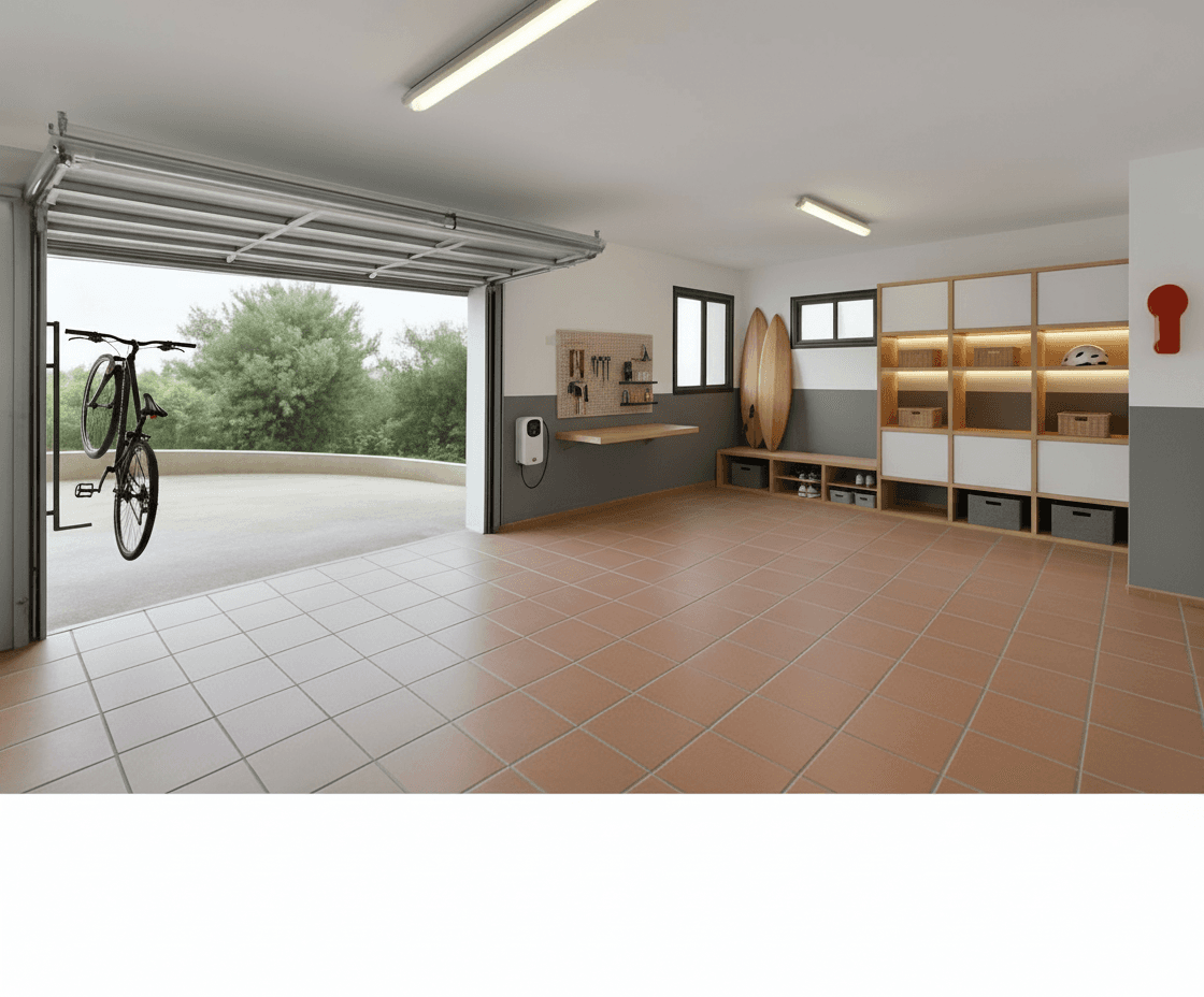 Garage virtually staged in Scandinavian style with StageHQ AI virtual staging