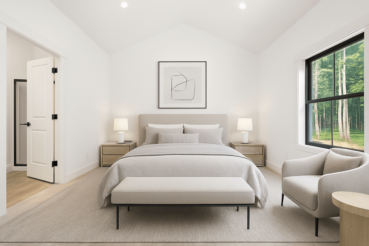 Bedroom virtually staged in Modern style with StageHQ AI virtual staging