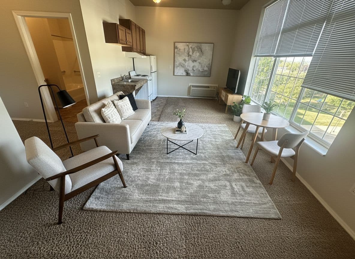 Room virtually staged in Modern style with StageHQ AI virtual staging