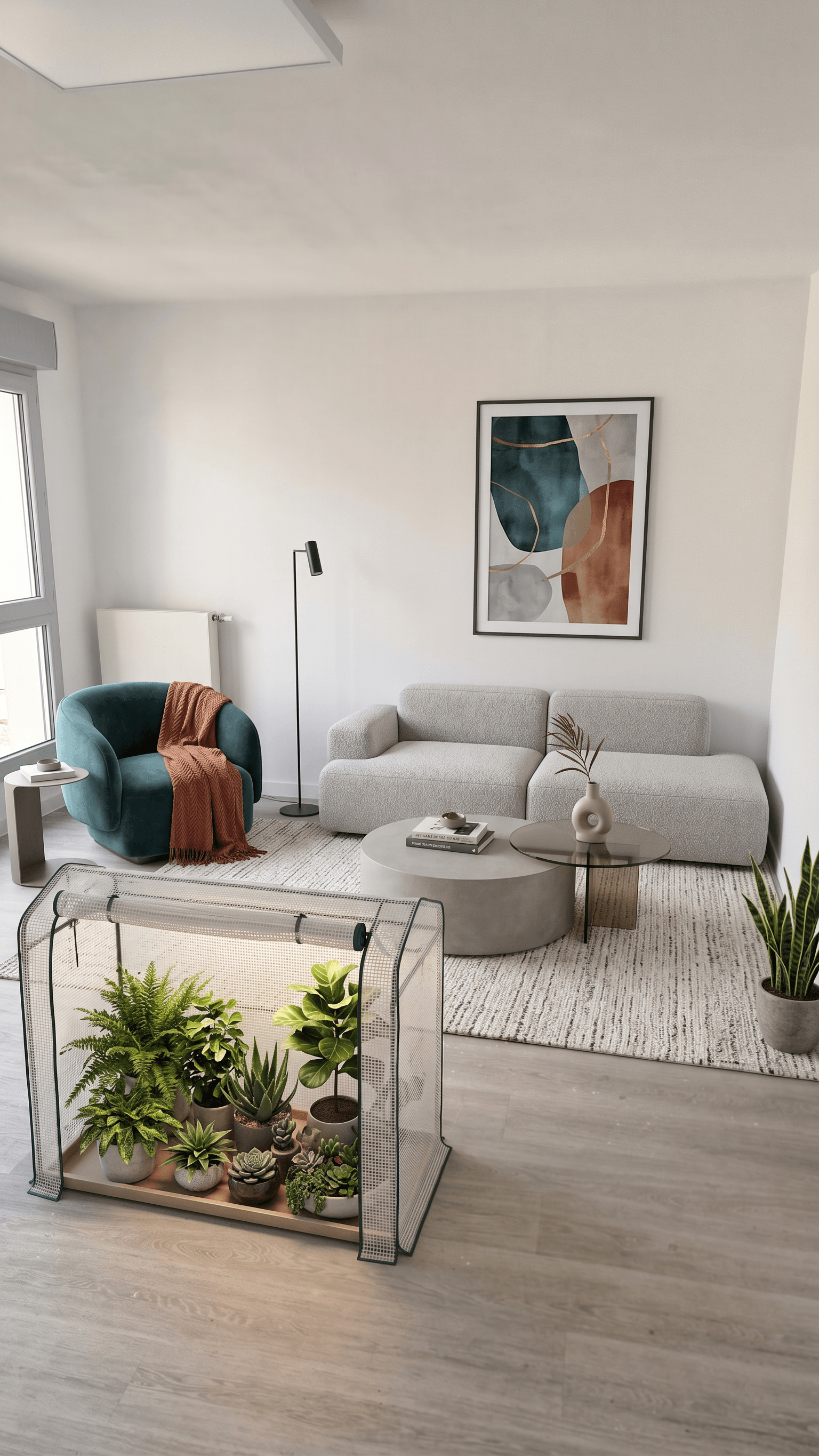 Living Room virtually staged in Contemporary style with StageHQ AI virtual staging