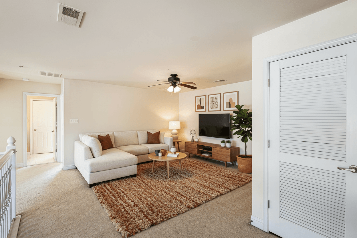 Room virtually staged in Modern style with StageHQ AI virtual staging