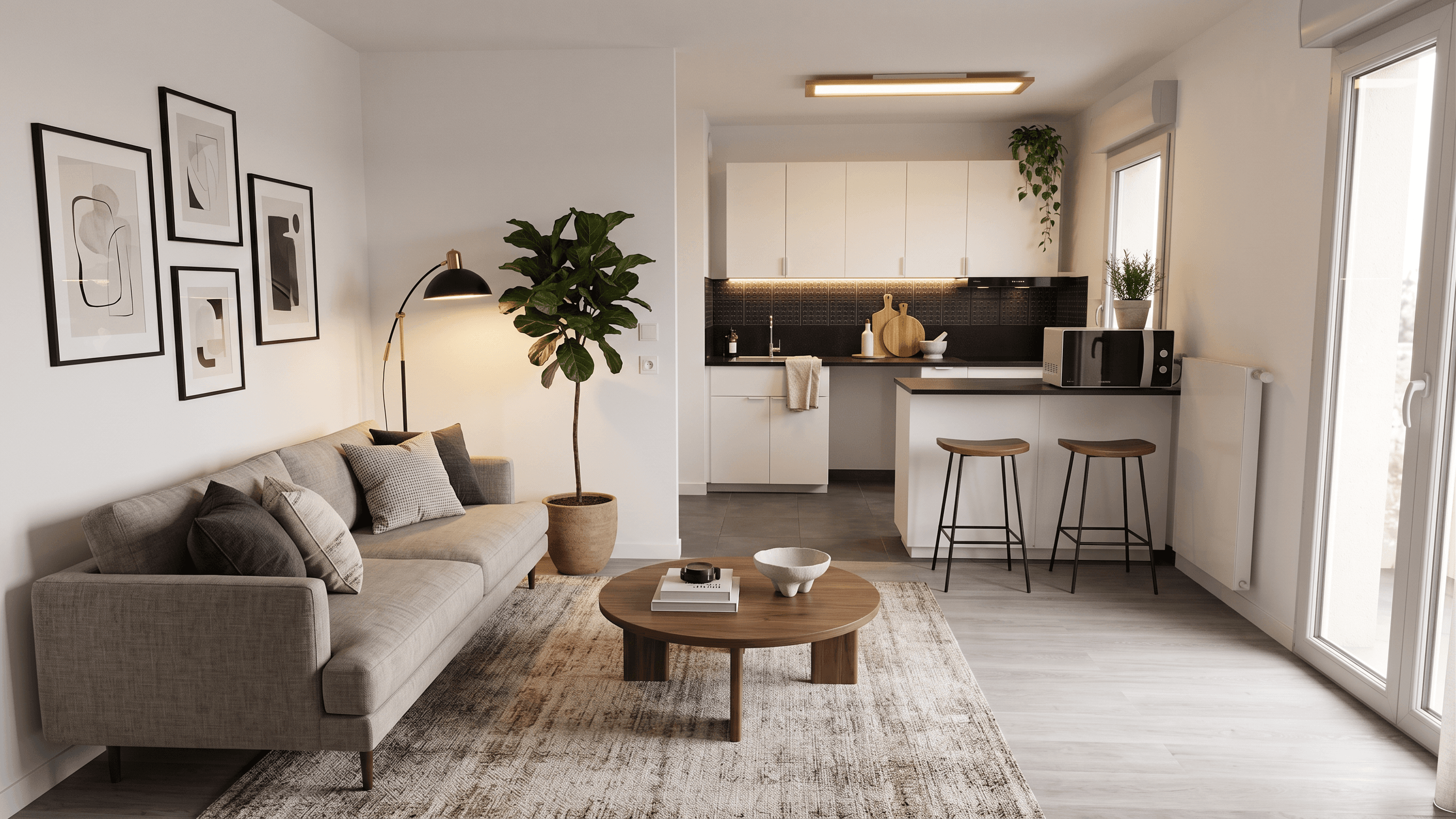 Kitchen virtually staged in Modern style with StageHQ AI virtual staging
