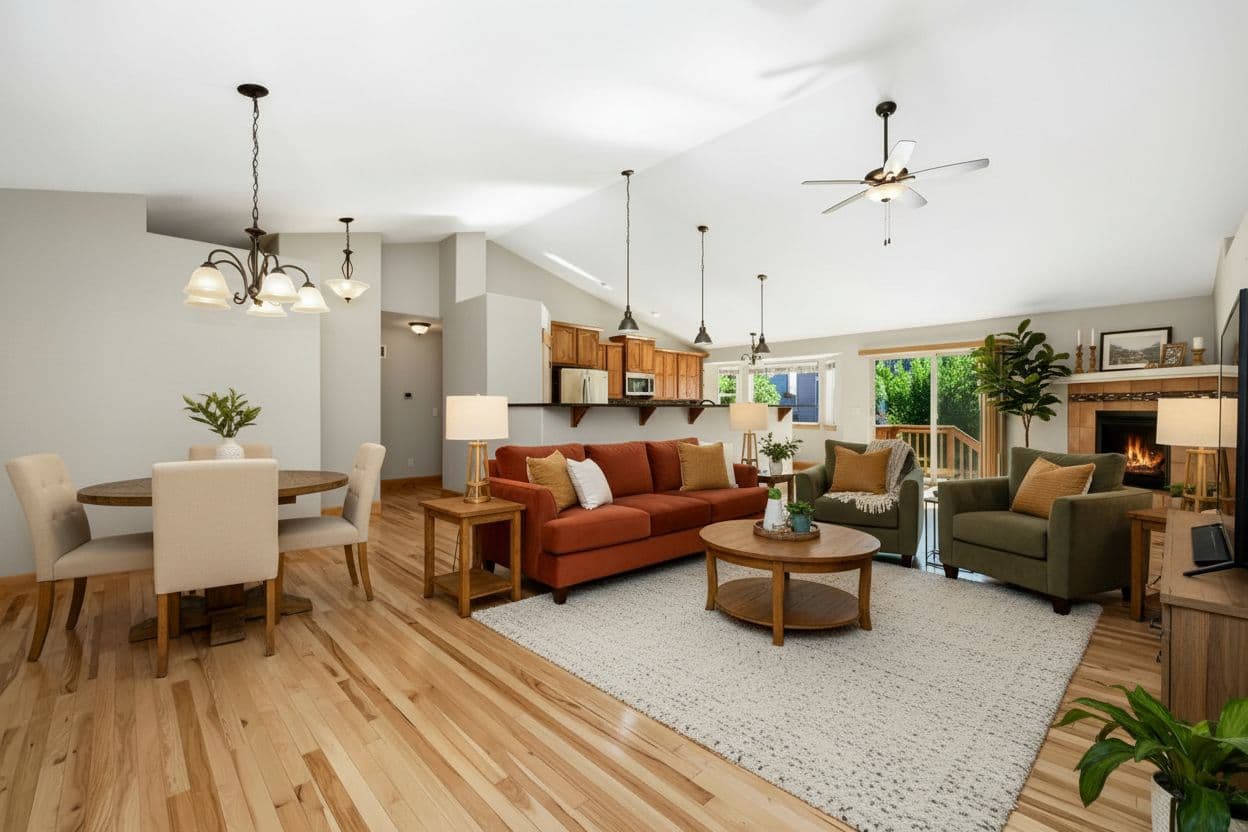Living Room virtually staged in Modern style with StageHQ AI virtual staging