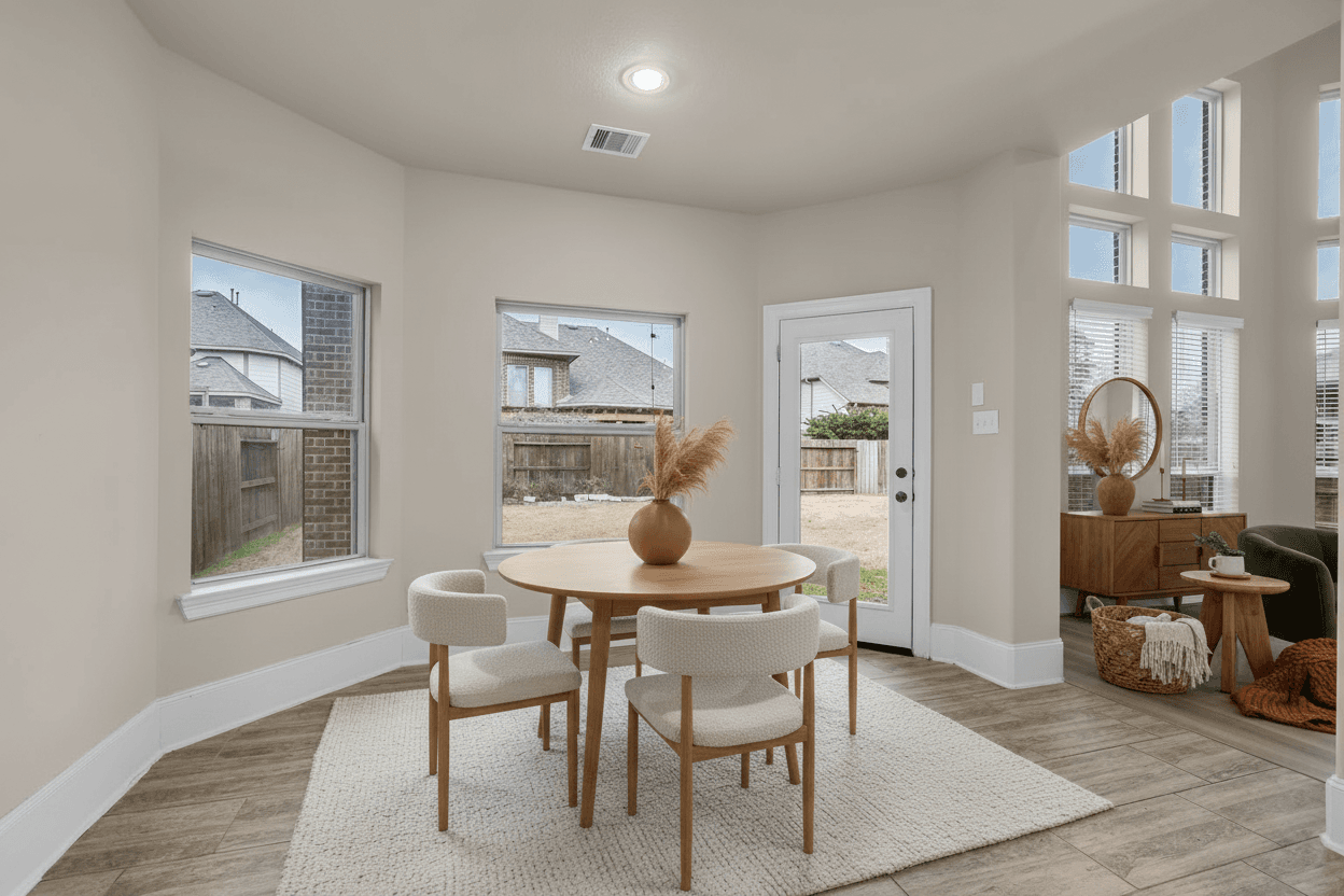 Dining Room virtually staged in Modern style with StageHQ AI virtual staging