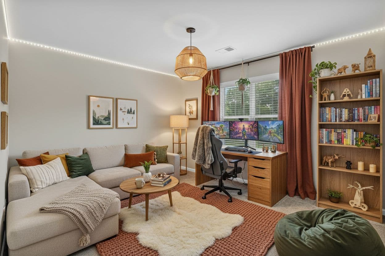 Room virtually staged in Modern style with StageHQ AI virtual staging