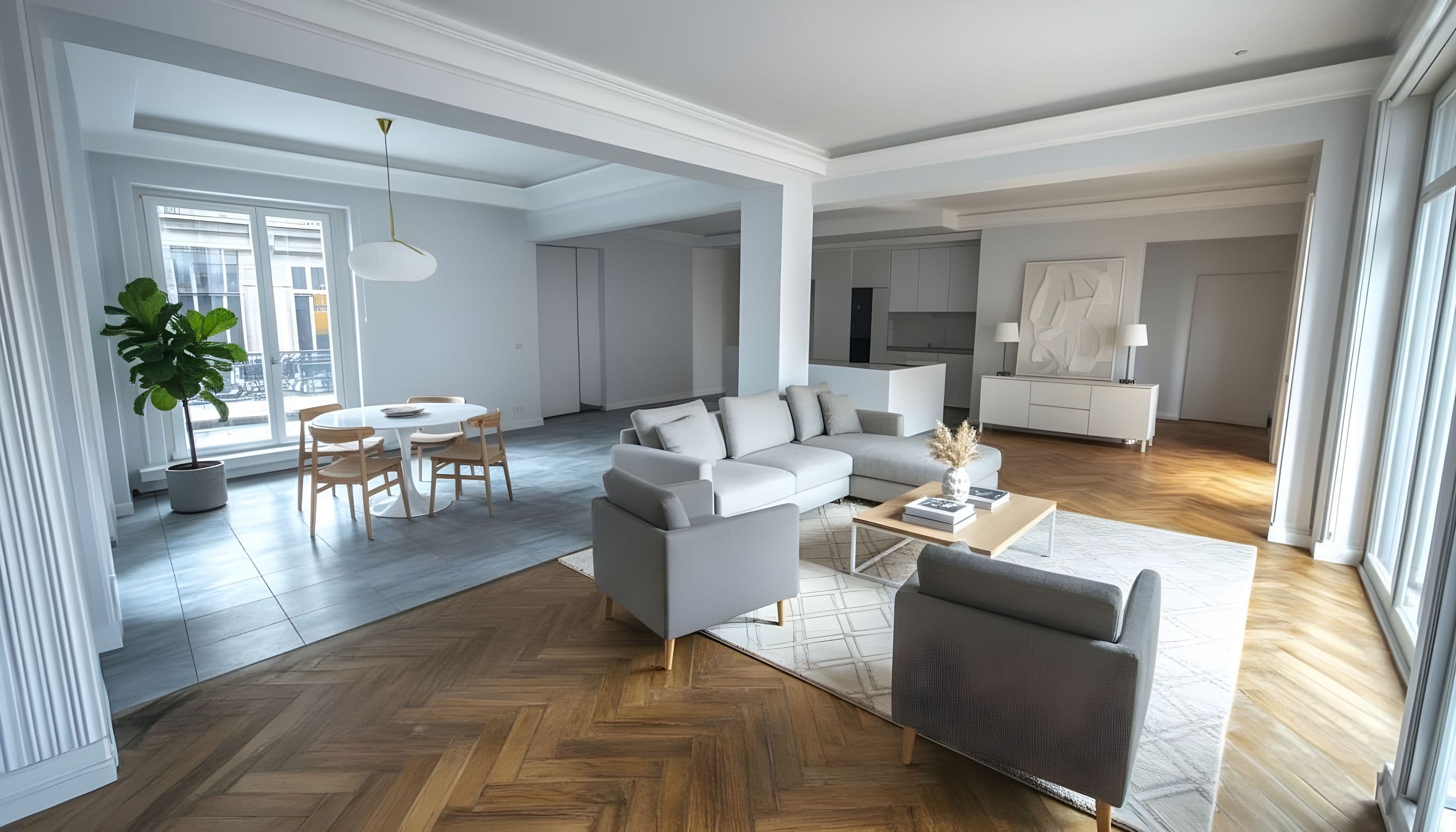 Living Room virtually staged in Modern style with StageHQ AI virtual staging
