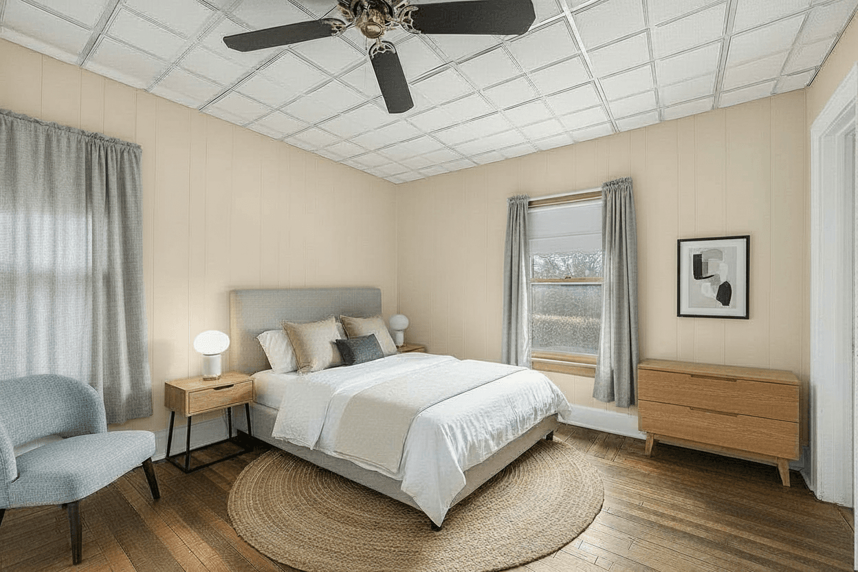 Room virtually staged in Modern style with StageHQ AI virtual staging