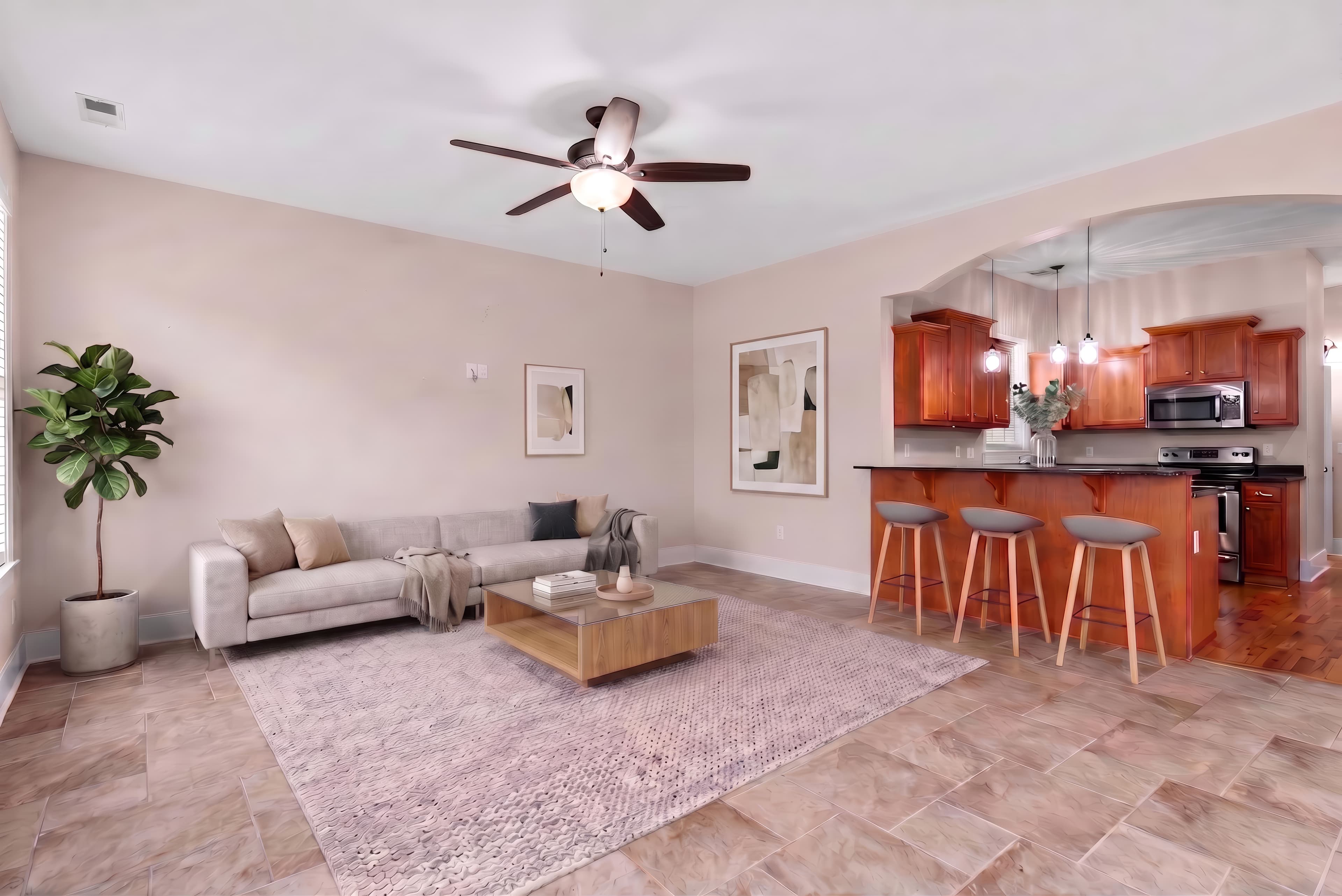 Room virtually staged in Modern style with StageHQ AI virtual staging