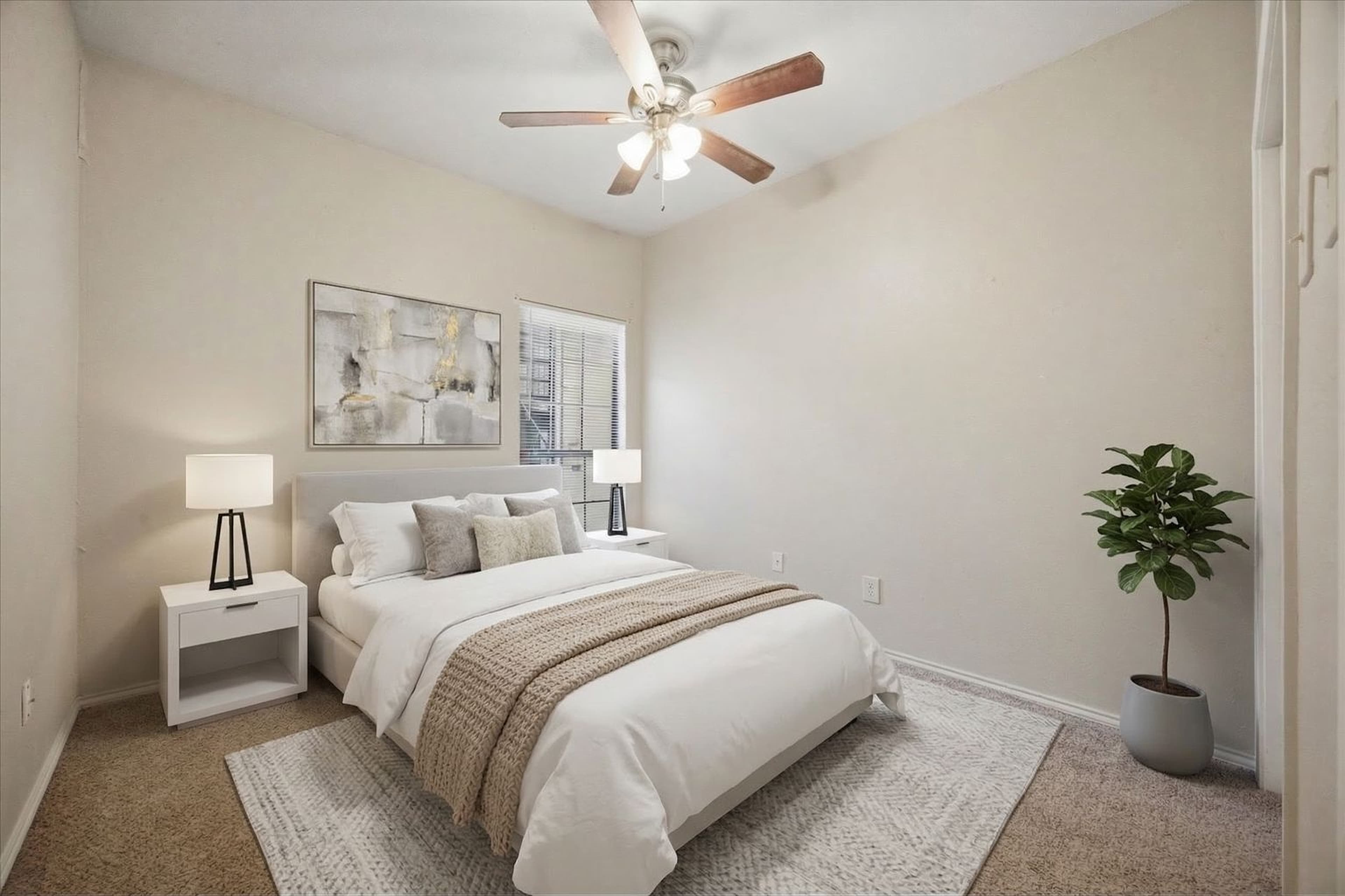 Bedroom virtually staged in Minimalist style with StageHQ AI virtual staging