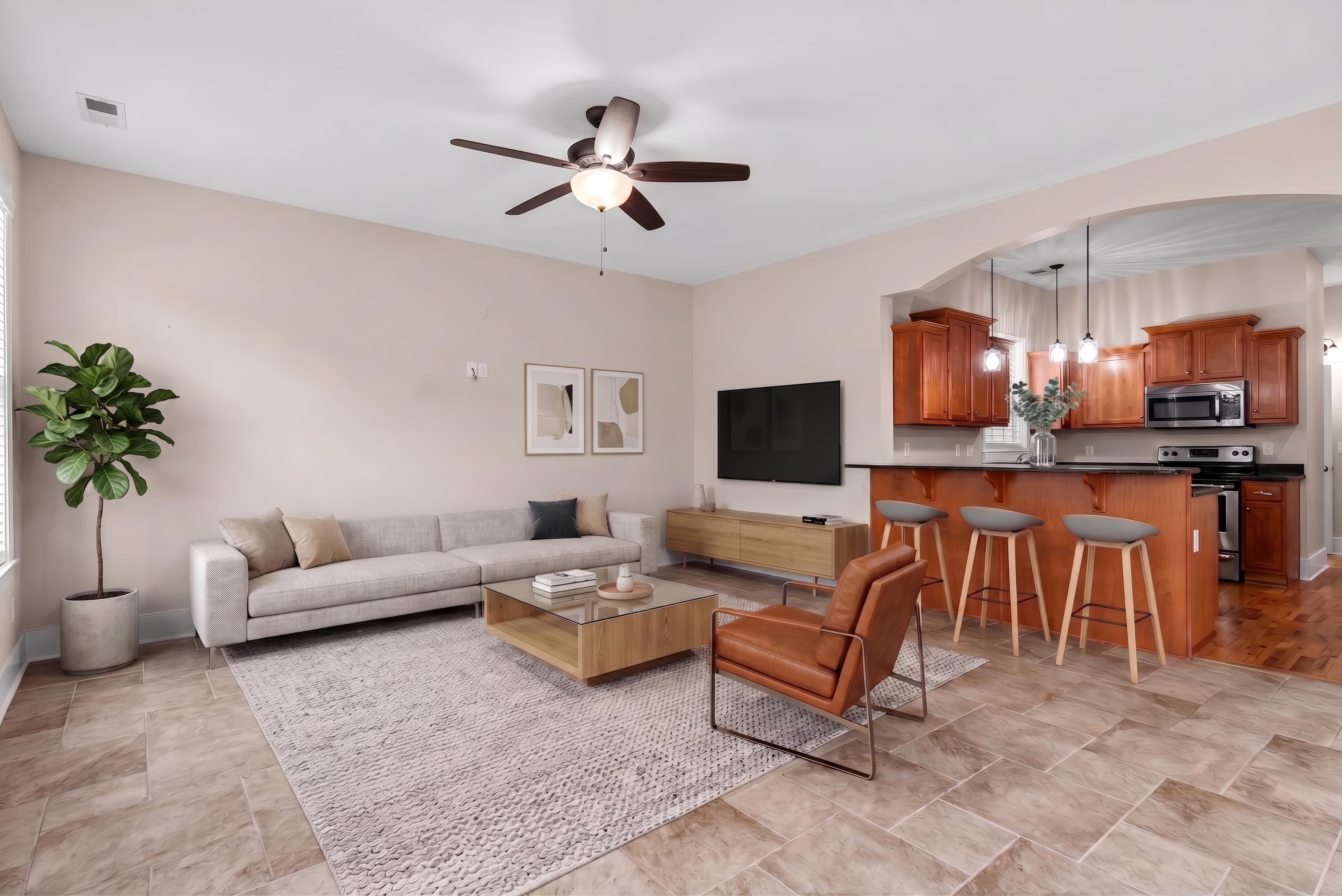 Room virtually staged in Modern style with StageHQ AI virtual staging