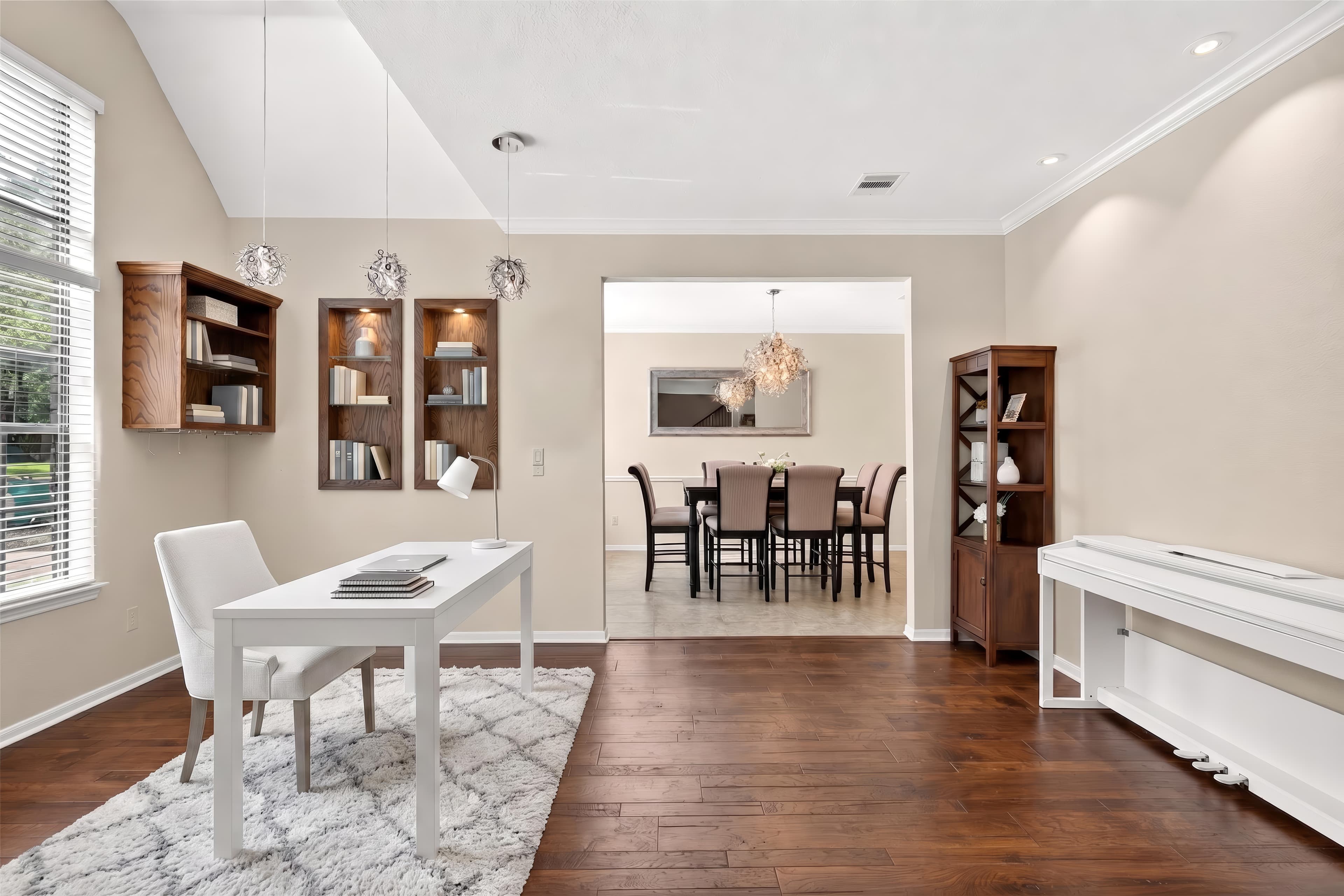 Home Office virtually staged in Modern style with StageHQ AI virtual staging