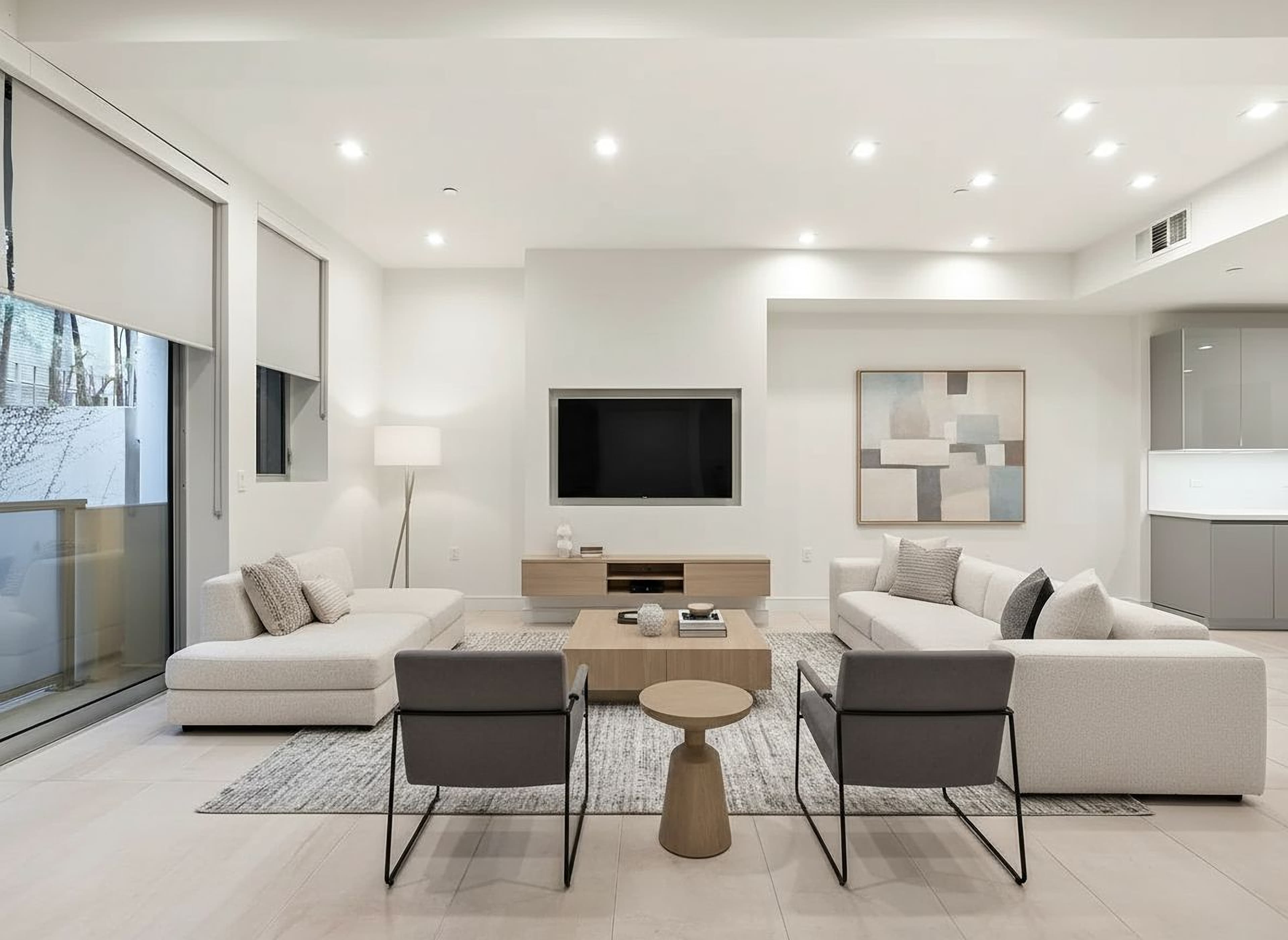 Living Room virtually staged in Modern style with StageHQ AI virtual staging