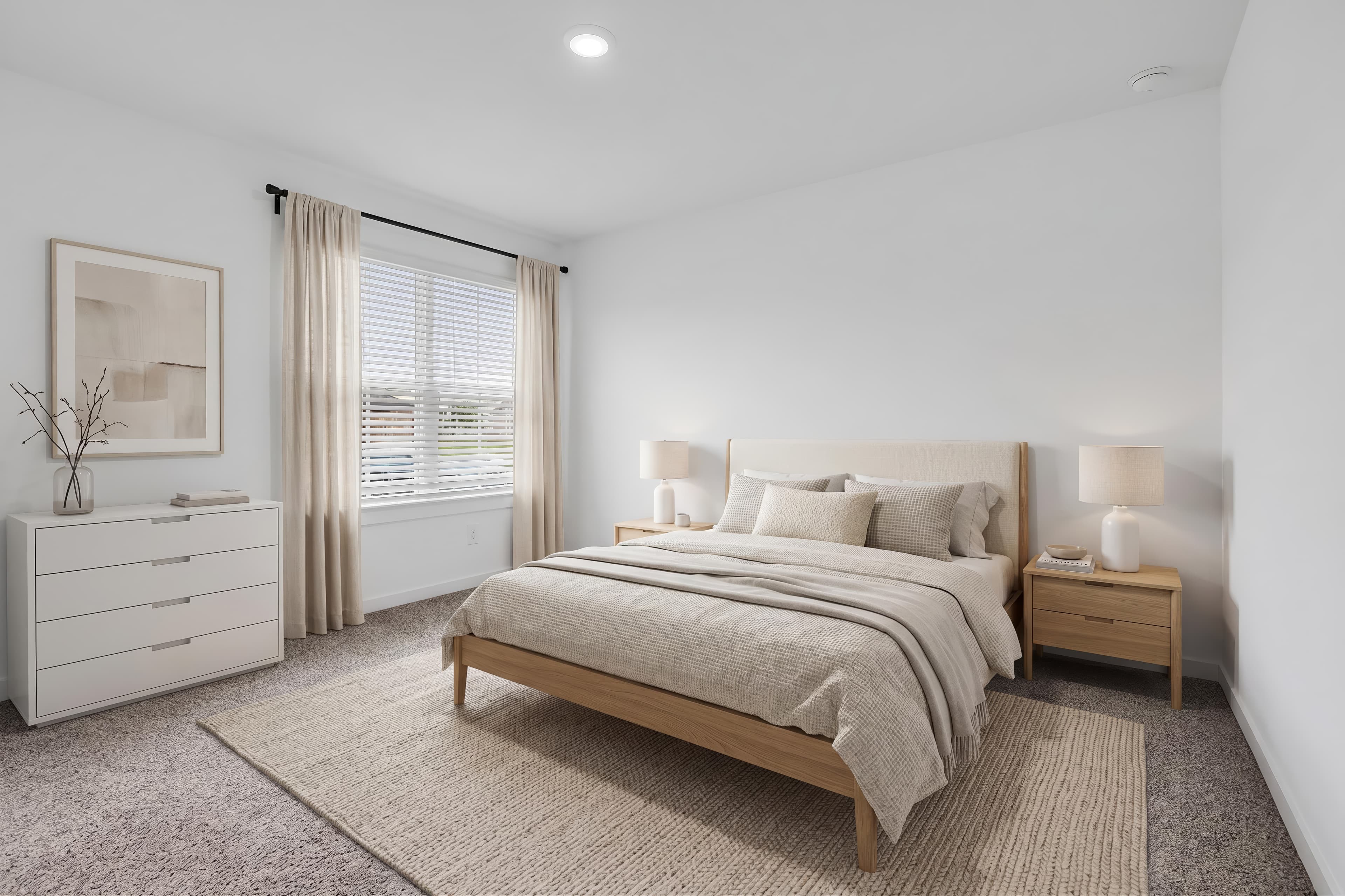 Bedroom virtually staged in Modern style with StageHQ AI virtual staging