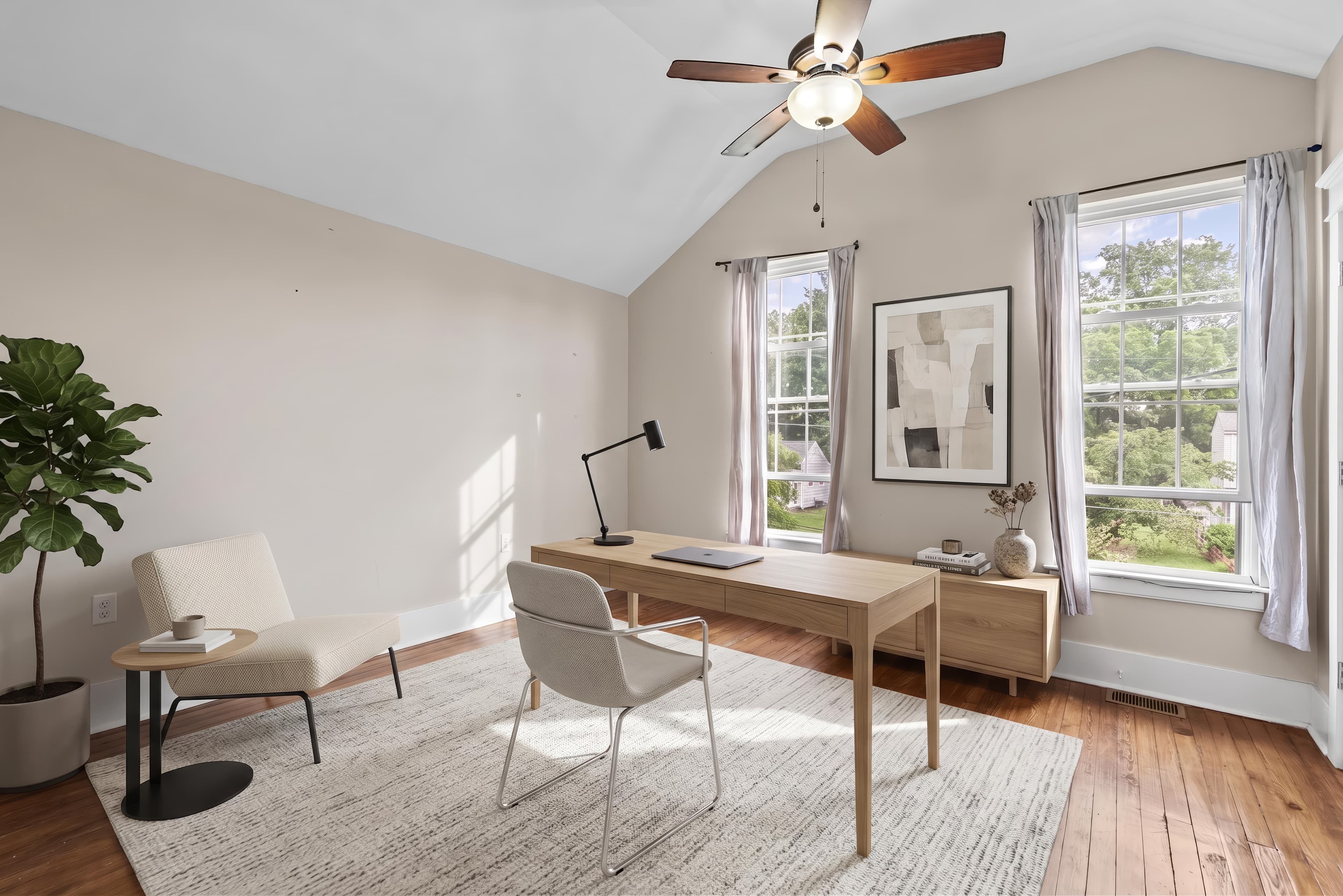 Home Office virtually staged in Modern style with StageHQ AI virtual staging