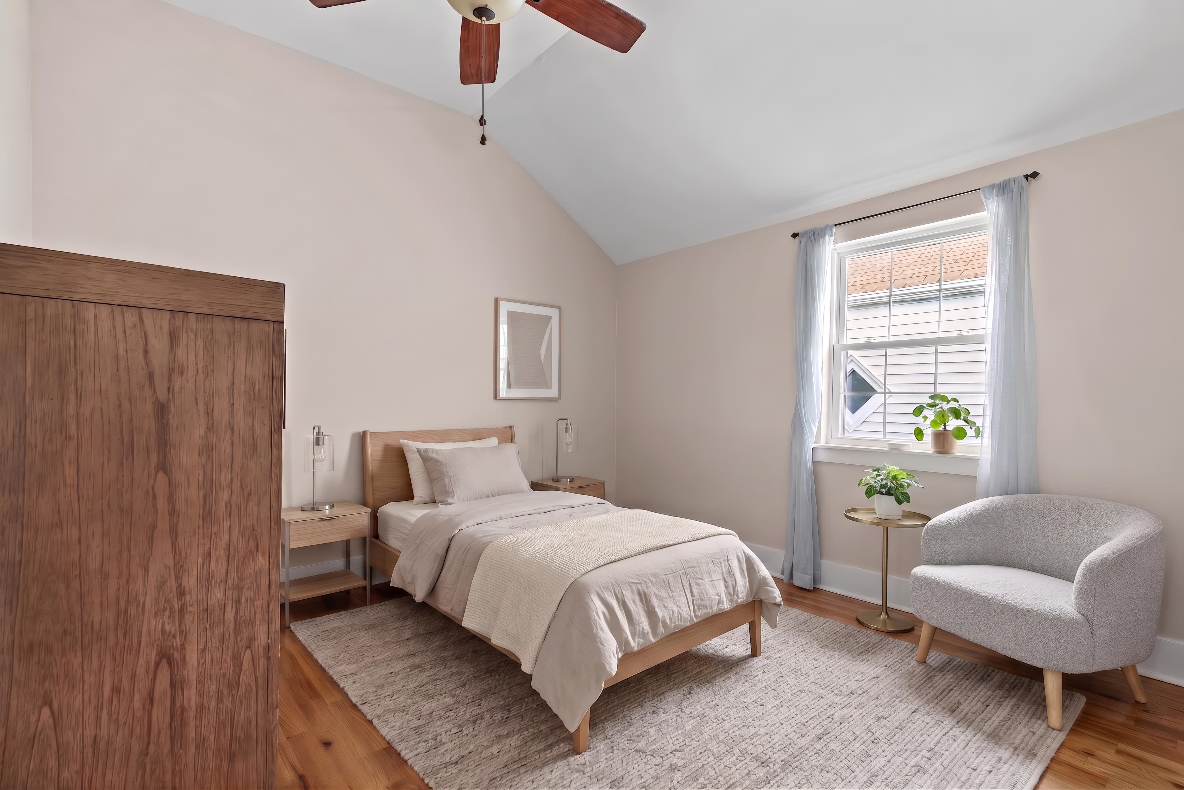 Bedroom virtually staged in Modern style with StageHQ AI virtual staging