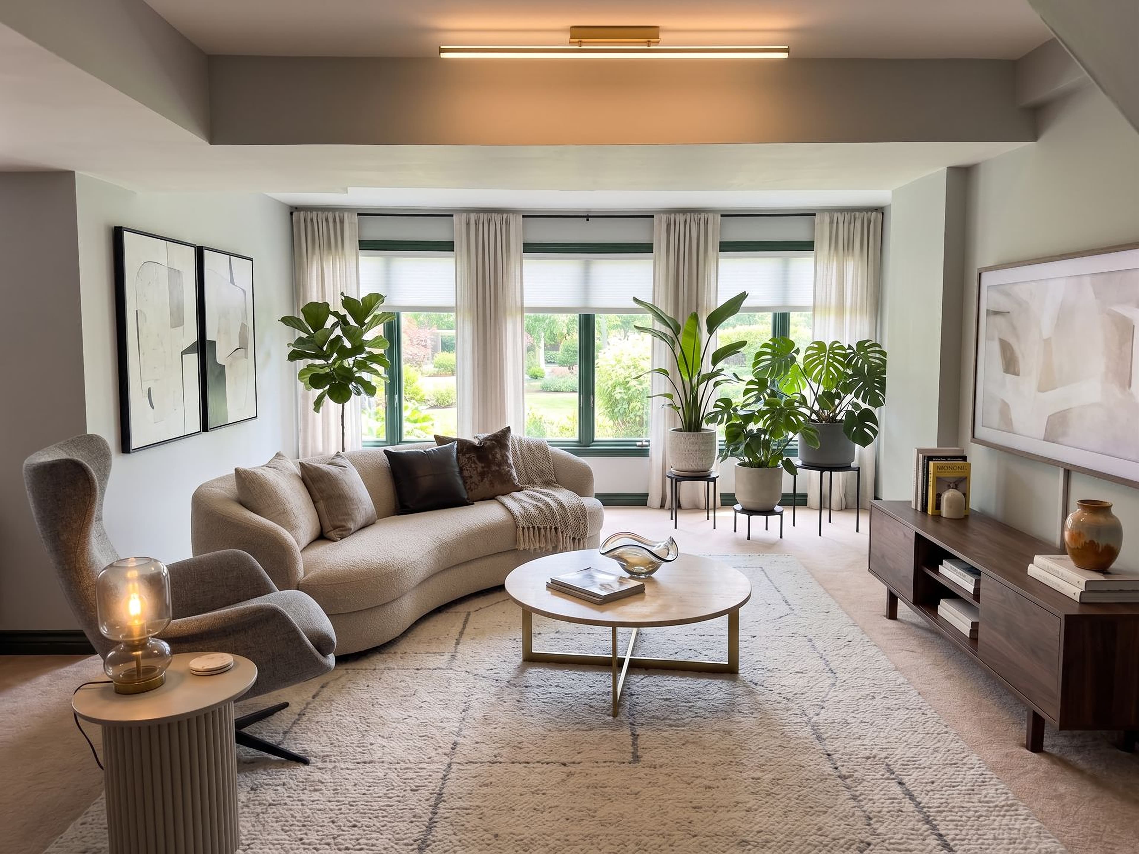 Living Room virtually staged in Modern style with StageHQ AI virtual staging
