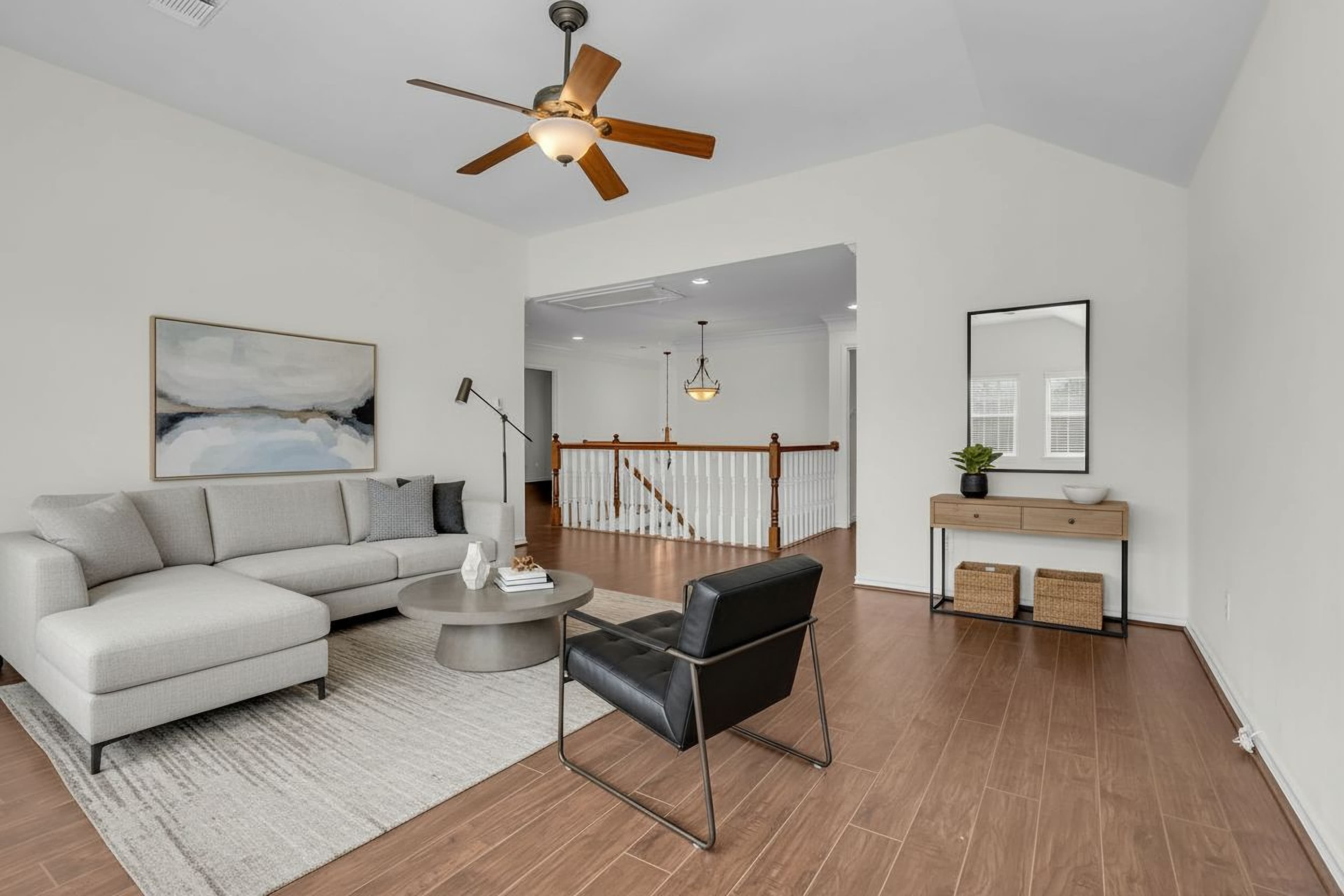 Room virtually staged in Modern style with StageHQ AI virtual staging