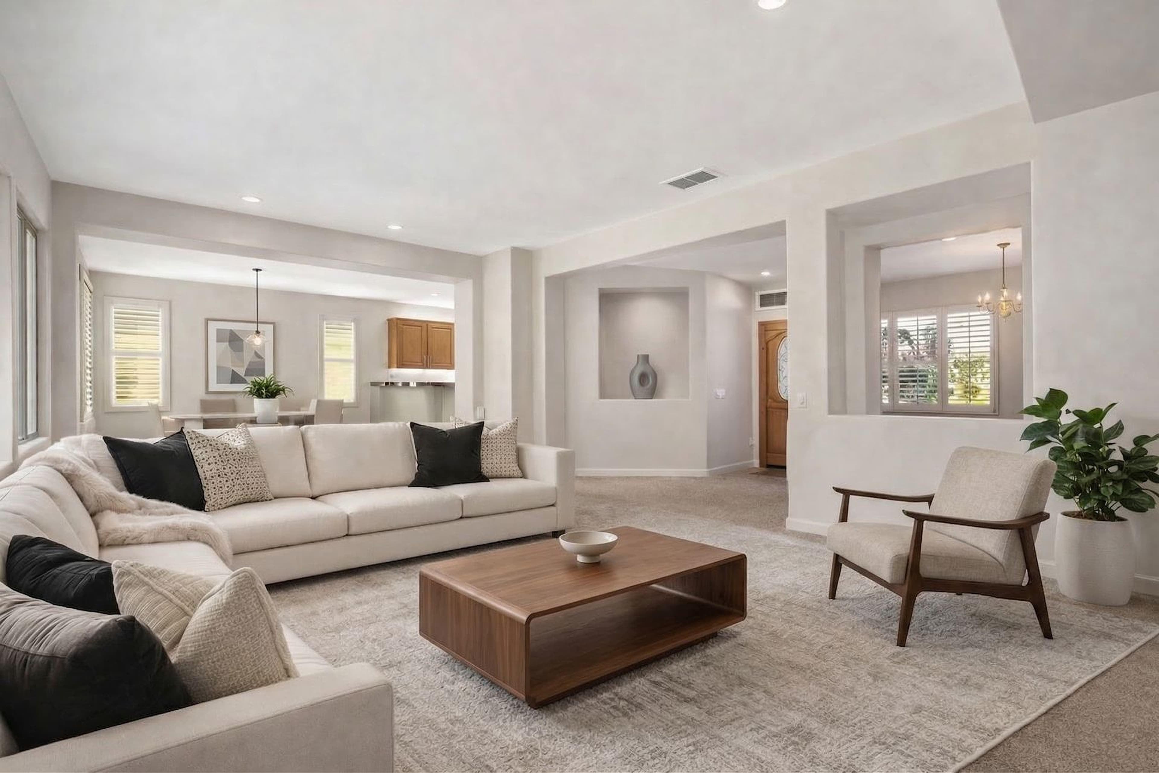 Living Room virtually staged in Modern style with StageHQ AI virtual staging