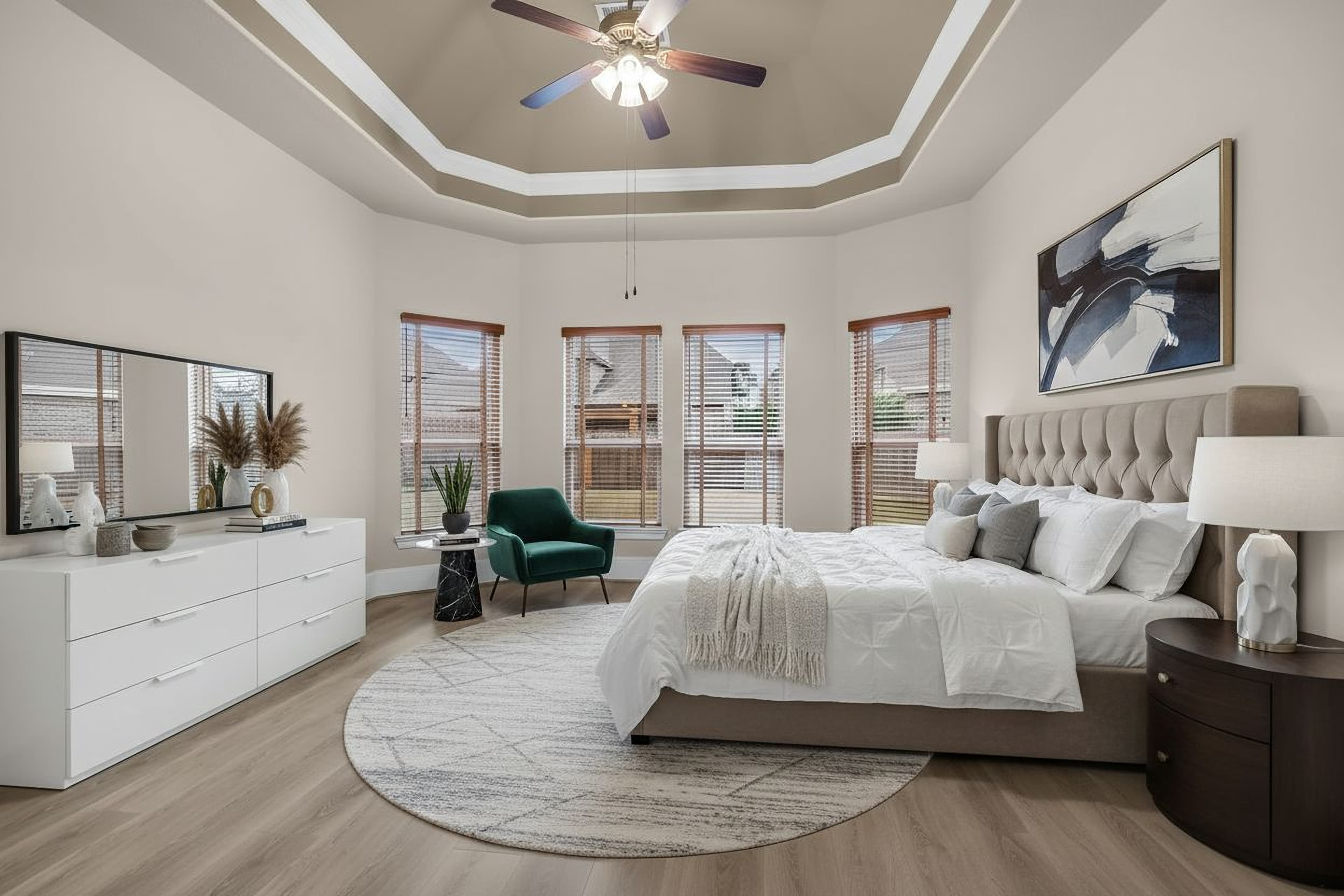 Bedroom virtually staged in Traditional style with StageHQ AI virtual staging