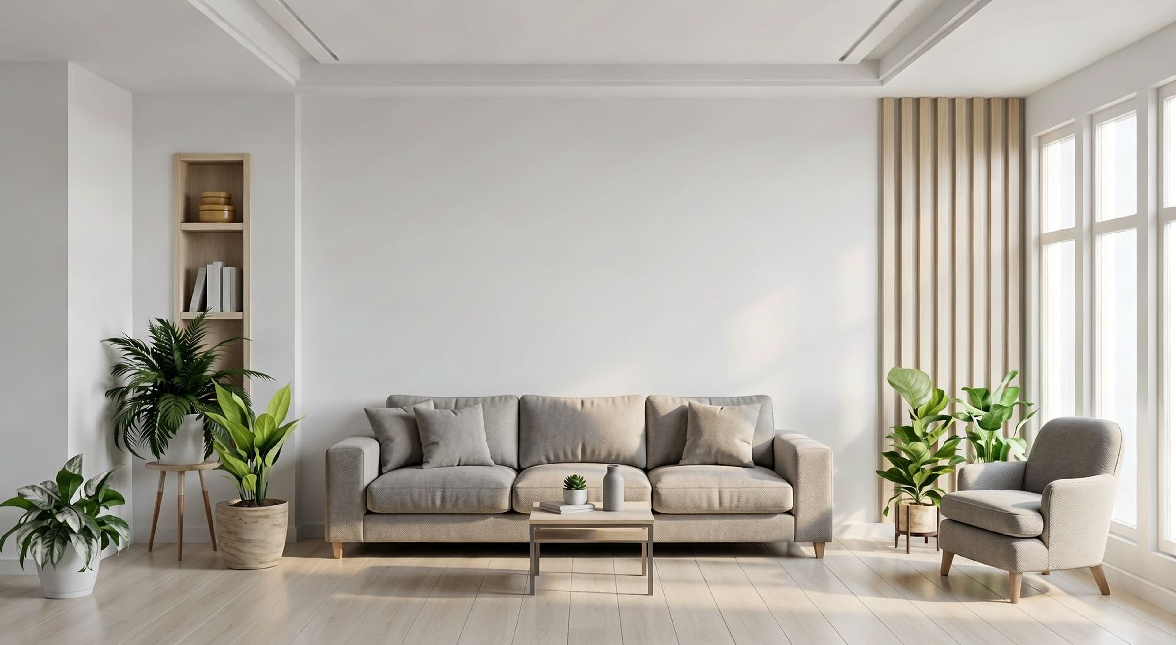 Living Room virtually staged in Modern style with StageHQ AI virtual staging