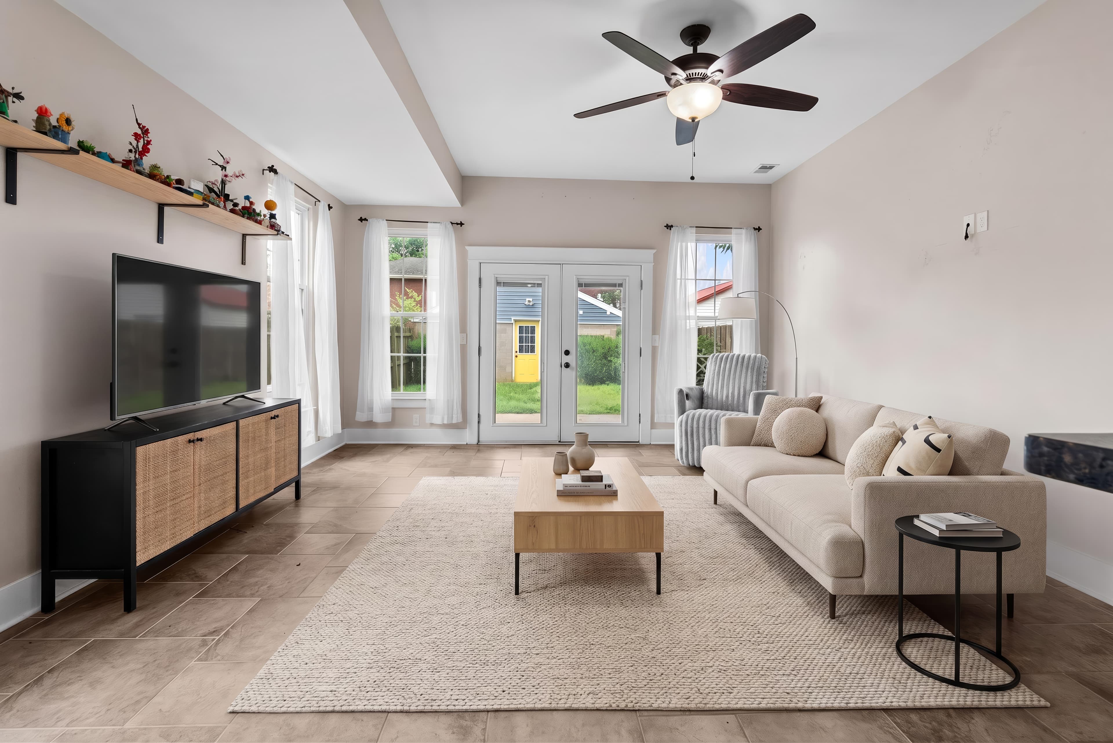 Living Room virtually staged in Modern style with StageHQ AI virtual staging