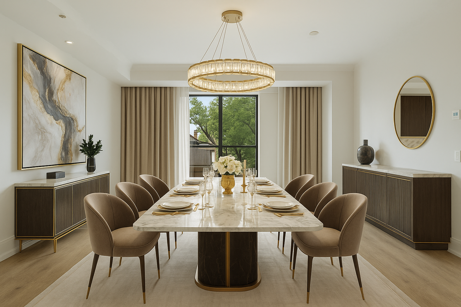 AI Staged Modern Chic Dining Room